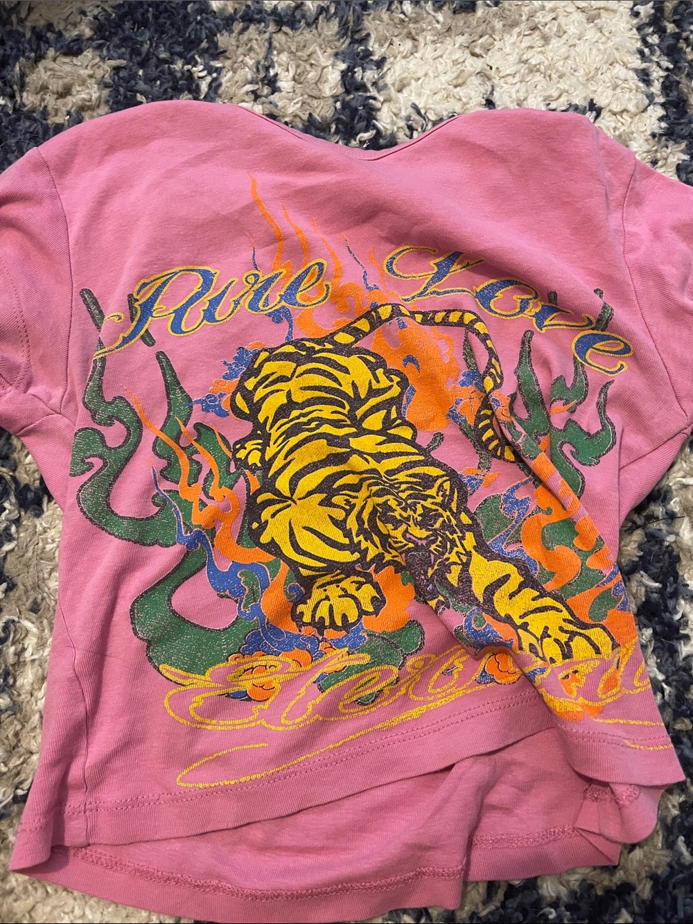 Urban Outfitters Pink Short Sleeve Tee with Yellow Tiger Graphic